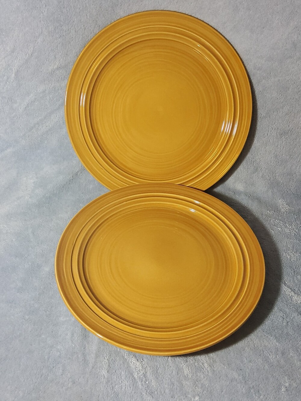 (2) Harper Collection By Noble Excellence Stoneware Plates Golden Rustic Yellow